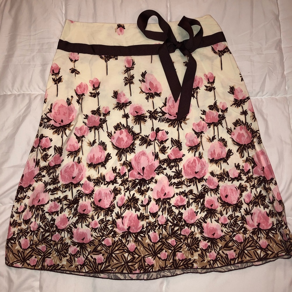 Brown and pink floral skirt